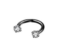 Hoisy 16g Horseshoe Nose Rings Titanium for Women 1.2x8mm, U Shaped with Cubic Zirconia, Black Nose Rings Small