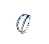 Hoisy 16g Small Nose Ring Hoop Titanium 1.2x10mm, Double Layers Hoop with Cubic Zirconia/Turquoise, Gold Nose Ring