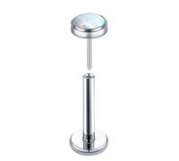 Hoisy 18 Gauge G23 Titanium Small Nose Ring for Women Stud 1.0x10mm, 4MM Round with Opal, Silver White Opal Nose Rings Small