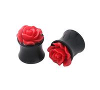 Hoisy 2 Pieces Piercing Jewelry, Acrylic Ear Gauges Kit 3/4 inch(20mm), with Red Rose Ear Tunnel Accessories Red