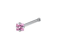 Hoisy 20 Gauge 316L Stainless Steel Womens Small Nose Ring Stud 0.8x7x3mm, Square/Round/Star/Heart with Cubic Zirconia, Silver Colorful Nose Ring Men