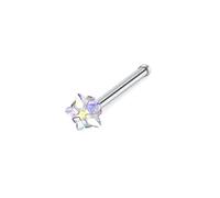 Hoisy 20 Gauge 316L Stainless Steel Womens Small Nose Ring Stud 0.8x7x3mm, Square/Round/Star/Heart with Cubic Zirconia, Silver Colorful Nose Ring Men