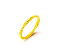 Hoisy 24 Carat Yellow Gold Ring Yellow Gold Women's Wedding Rings Women's Ring Möbius Band Narrow 2 mm for Girlfriend, Wife, Mother, 62 (19.7), No Gemstone
