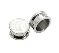 Hoisy 2Pcs Body Piercing Jewelry, 5/8 inch(16mm) Ear Gauge Stretching Kit Stainless Steel, Simple Round Body Jewelry for Men Tunnels White
