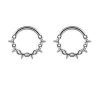 Hoisy 2Pcs G23 Titanium Hoop Nose Ring Septum 16 Gauge 1.2x8mm, Hoop with Cone, Silver Nose Ring Septum