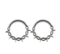 Hoisy 2Pcs G23 Titanium Nose Piercing With Hoop Nose Rings 16g 1.2x8mm, Hollow Chain with Cone, Silver Nose Ring