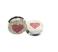 Hoisy 2Pieces Body Piercing Jewelry, Stainless Steel Ear Tunnels 7/8 inch(22mm) Plugs, Round with Cubic Zirconia Ear Tunnels Set White Red