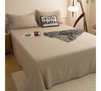 Hoisy 3 Pc Queen/Full Size Flat Sheet Set Chemical Fiber, Solid Color, 90 x 98 IN + 2 Pillowcases, Coffee