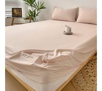 Hoisy 3 Pieces California King Fitted Sheets Set Fiber with Elastic, Solid Color, 78 x 86 IN + 2 Pillowcases, Khaki