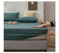 Hoisy 3 Pieces Twin XL Cotton Sheet Fitted Set with Elastic, Solid Color, 47 x 78 x 9 IN + 2 Pillowcases, Dark Green