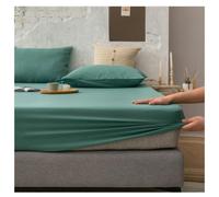 Hoisy 3 Pieces Twin XL Fitted Sheet Set Cotton Bedding with Elastic, Solid Color, 47 x 78 x 9 IN + 2 Pillowcases, Green
