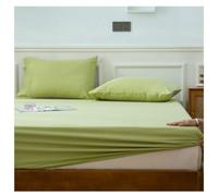 Hoisy 3 Pieces Twin XL Size Fitted Sheet Set Cotton with Elastic, Solid Color, 47 x 78 x 9 IN + 2 Pillowcases, Light Green