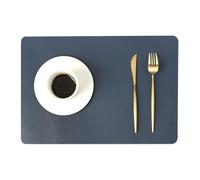 Hoisy 4 PC Dining Room Placemats Set, 16.93 x 11.82 Inches PVC Navy Blue Washable Placemats Set, Solid Color with Rectangle