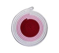 Hoisy 4 PC Dining Table Placemat Round Set, 11.82 Inches Cotton Linen Heat Resistant Placemats Washable Red, Round with Fabric