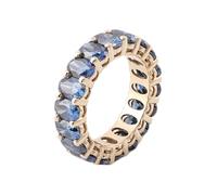 Hoisy 9 Carat / 14 Carat / 18 K Yellow Gold Rings Women's Wedding Rings Women Eternity Ring 4 x 6 mm Oval with Moissanite, 56 (17.8), Moissanite, Moissanite