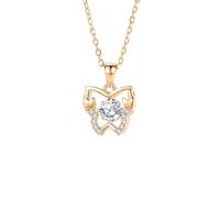 Hoisy 9K Rose Gold Chain Necklace Pendant Women, Butterfly Shaped with 0.5ct Moissanite, Rose Gold Green Necklaces for Women Chain