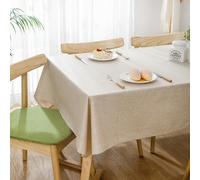 Hoisy Beige Linen Rectangle Tablecloth 35 W x 59 L, Solid Color Table Cloth Modern for Wedding