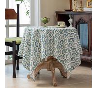 Hoisy Blue Green Polyester Rectangle Tablecloth 51 W x 86 L, Rhombus Pattern Tablecloth Elegant for Kitchen