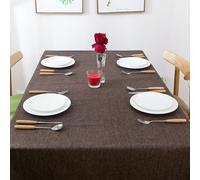 Hoisy Coffee Linen Rectangle Tablecloth 35 W x 59 L, Solid Color Table Cloth Soft for Wedding