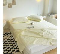 Hoisy Cotton Flat Sheet King Size, Solid Color, 96 x 106 IN, Beige Yellow
