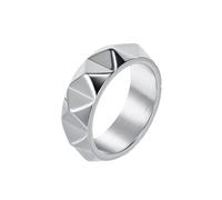 Hoisy Couple Personalized Stainless Steel Wedding Ring, 8MM Round with Geometric Mens Promise Ring Silver, Size X 1/2