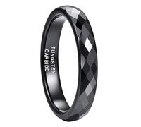 Hoisy Couples Personalized Tungsten Ring, 4MM Round with Rhombus Black Ring for Men Engagement, Size M 1/2