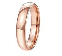 Hoisy Couples Titanium Steel Engagement Ring Engraved Name, 4MM Polished Round Mens Ring Band Rose Gold, Size X 1/2