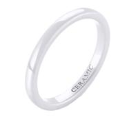 Hoisy Custom Engraved Men Women Ceramic Band, 2MM Polished Round Men's Rings White, Size O 1/2