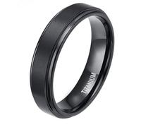 Hoisy Custom Engraved Men's Titanium Steel Engagement Ring, 4MM Brushed Round Black Eternity Band Rings for Men, Size O 1/2