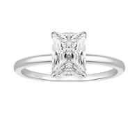 Hoisy Custom Engraved Womens 925 Sterling Silver Ring, 4 Claws Solitaire Rectangle with Cubic Zirconia Women Engagement Ring Silver, Size N 1/2