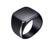 Hoisy Custom Men Stainless Steel Engagement Ring, 18MM Polished Square Wedding Bands Men Black, Size X 1/2