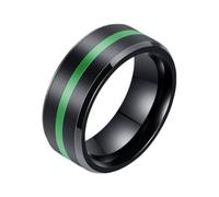 Hoisy Custom Stainless Steel Ring for Couple Engraved, 8MM Round with Line Men Wedding Ring Black, Size V 1/2