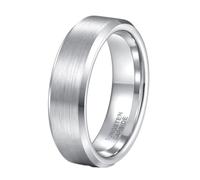 Hoisy Customizable Men Women Tungsten Engagement Ring, 6MM Brushed Round Men Silver Ring, Size Z+3