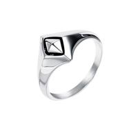Hoisy Customizable Men's Stainless Steel Ring, 14MM Geometric Wedding Ring Silver for Men, Size R 1/2