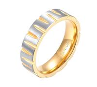 Hoisy Customizable Titanium Steel Ring for Couples, 6MM Geometric Mens Ring Gold, Size P 1/2