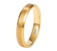Hoisy Customizable Tungsten Ring for Women Men, 4MM Brushed Round Mens Gold Wedding Ring, Size Q 1/2