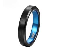 Hoisy Customizable Women and Men Tungsten Wedding Ring, 4MM Brushed Round Engagement Rings Men Black Blue, Size L 1/2