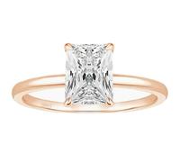 Hoisy Customizable Women's 925 Sterling Silver Wedding Ring, 4 Claws Solitaire Rectangle with Cubic Zirconia Womens Engagement Band Rose Gold, Size R 1/2