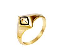 Hoisy Customized Men's Stainless Steel Ring, 14MM Geometric Gold Anniversary Rings for Men, Size N 1/2