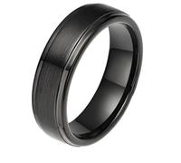 Hoisy Customized Mens Titanium Steel Ring, 6MM Brushed Round Black Rings for Men Wedding, Size Z 1/2