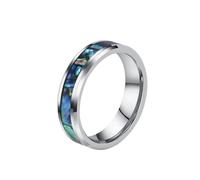 Hoisy Customized Unisex Tungsten Engagement Ring, 6MM Round with Shell Pattern Wedding Band for Men Silver, Size X 1/2