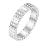 Hoisy Customized Women's Stainless Steel Engagement Ring, 4MM Simple Rectangle Shaped Silver Rings Women