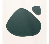 Hoisy Dining Room Geometric Placemats 2 PCS Modern, 14.49 x 17.72 Inches Leather Dark Green Washable Dining Place Mats, Solid Color with Geometric