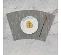 Hoisy Dining Room Placemat 4PC, 11.42 x 16.93 Inches Vinyl Polyester Heat Resistant Placemats Washable Light Gray, Solid Color with Fan