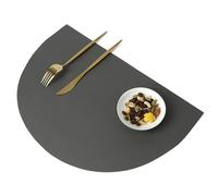 Hoisy Dining Table Placemats 4 PC, 11.03 x 16.54 Inches Modern Place Mats Dark Gray, Solid Color with Semicircle