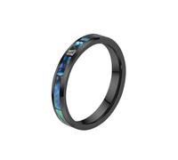 Hoisy Engravable Couple Tungsten Wedding Ring, 4MM Round with Shell Pattern Eternity Engagement Bands for Men Black, Size L 1/2