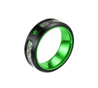 Hoisy Engravable Men's Stainless Steel Promise Ring, 8MM Round and Dragon Pattern with Cubic Zirconia Men Wedding Ring Black Green, Size Z