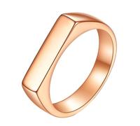 Hoisy Engrave Men Women Stainless Steel Wedding Ring, 4MM Polished Rectangle Shaped Mens Promise Ring Silver