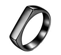 Hoisy Engrave Men Women Stainless Steel Wedding Ring, 4MM Polished Rectangle Shaped Mens Promise Ring Silver