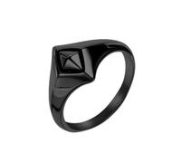Hoisy Engrave Men's Stainless Steel Engagement Ring, 14MM Geometric Wedding Rings for Men Black, Size T 1/2